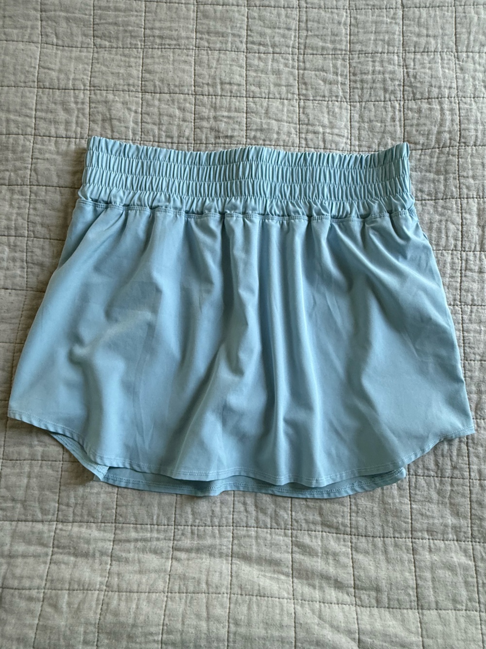 Light Blue Smocked Waist Athletic Skirt